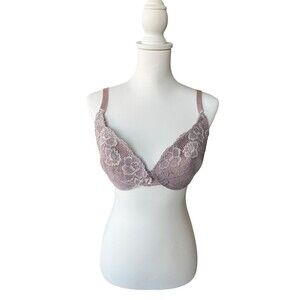 Women’s Lace Mauve Push Up Bra Size 40C Full Coverage Adjustable Straps